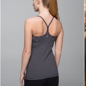 Lululemon Power Y Tank Parallel Stripe Black White Luon
